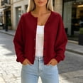 thumbnail image 5 of Sevevn Lightweight Cardigan Sweaters for Women Button Down Long Sleeve Open-Front Cardigan Wine 2XL, 5 of 7