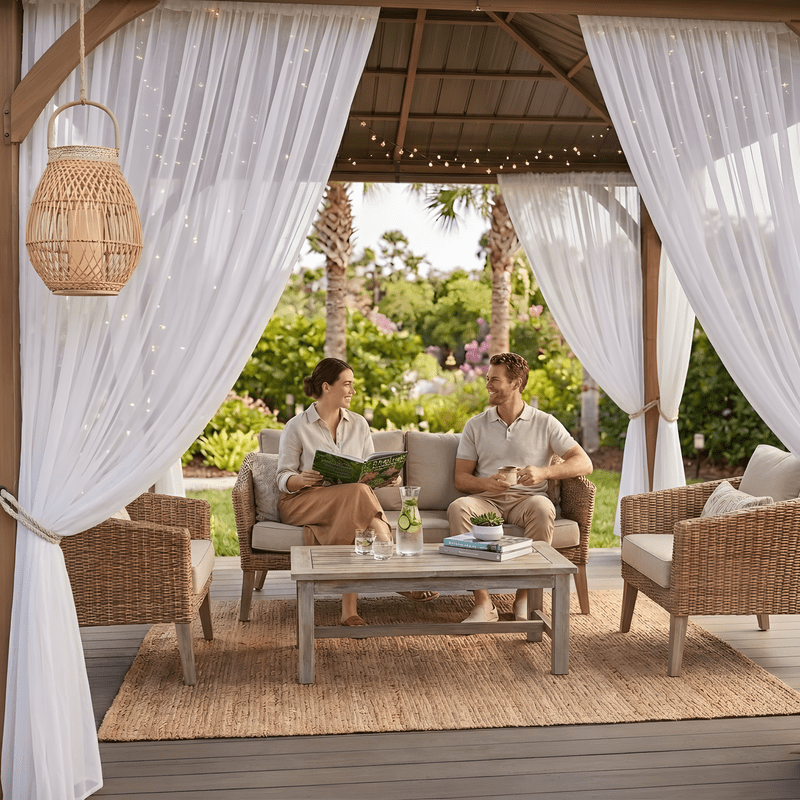 NICETOWN 2 Panels Mosquito Net Waterproof Outdoor Sheer Curtains, Rod Pocket Beathable Mosquito Shield Drapes with Adjustable Length, W118 x L120, White