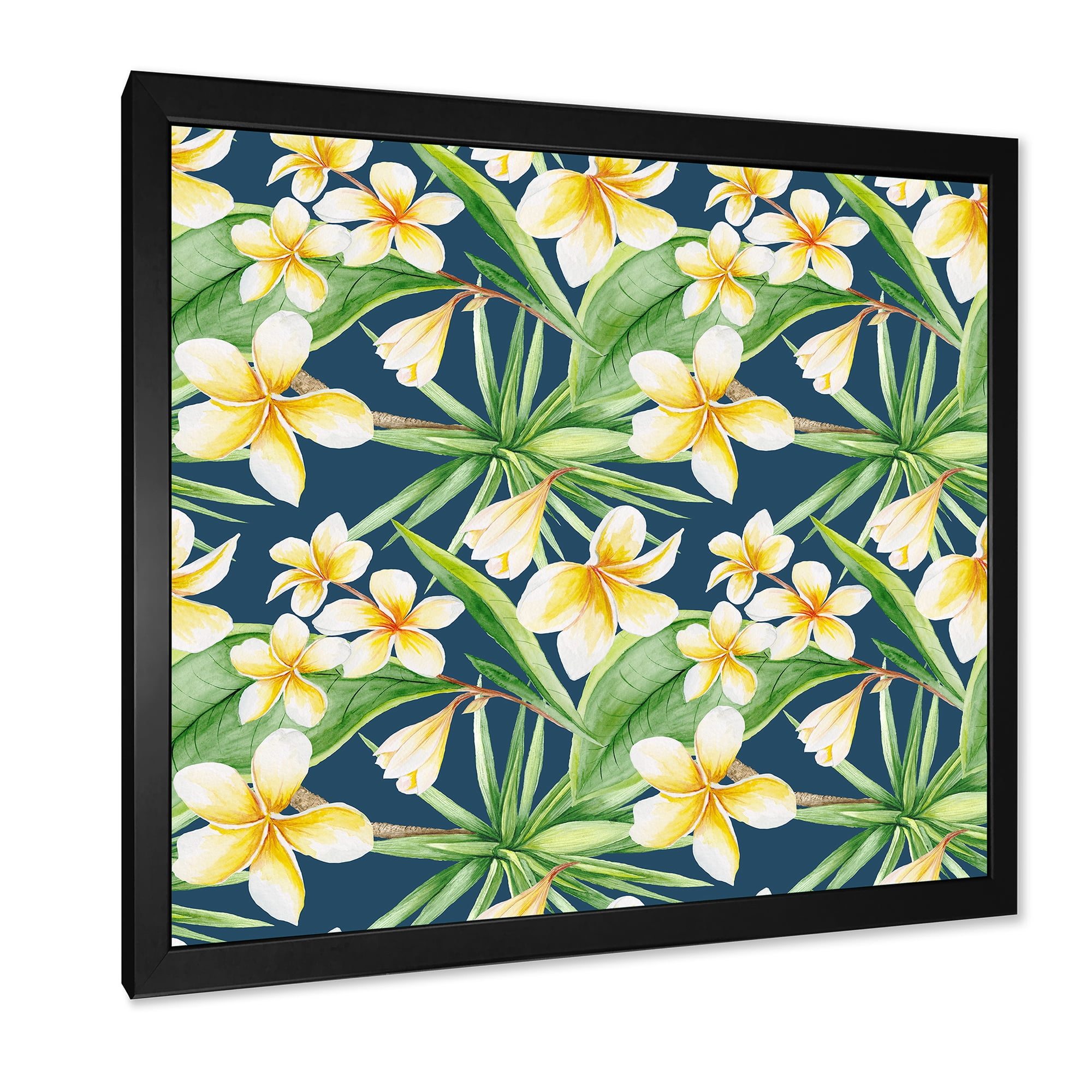 Designart 'Yellow Flowers and Tropical Foliage VIII' Modern Framed Art Print