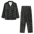 thumbnail image 3 of Kuiaobaty Black Leopard Print Women's Novelty Pajamas Set Long Sleeve Button Down Tops with Long Pants Fall Sleepwear with Pockets Nightgown Plus Size, 3XL, 3 of 7