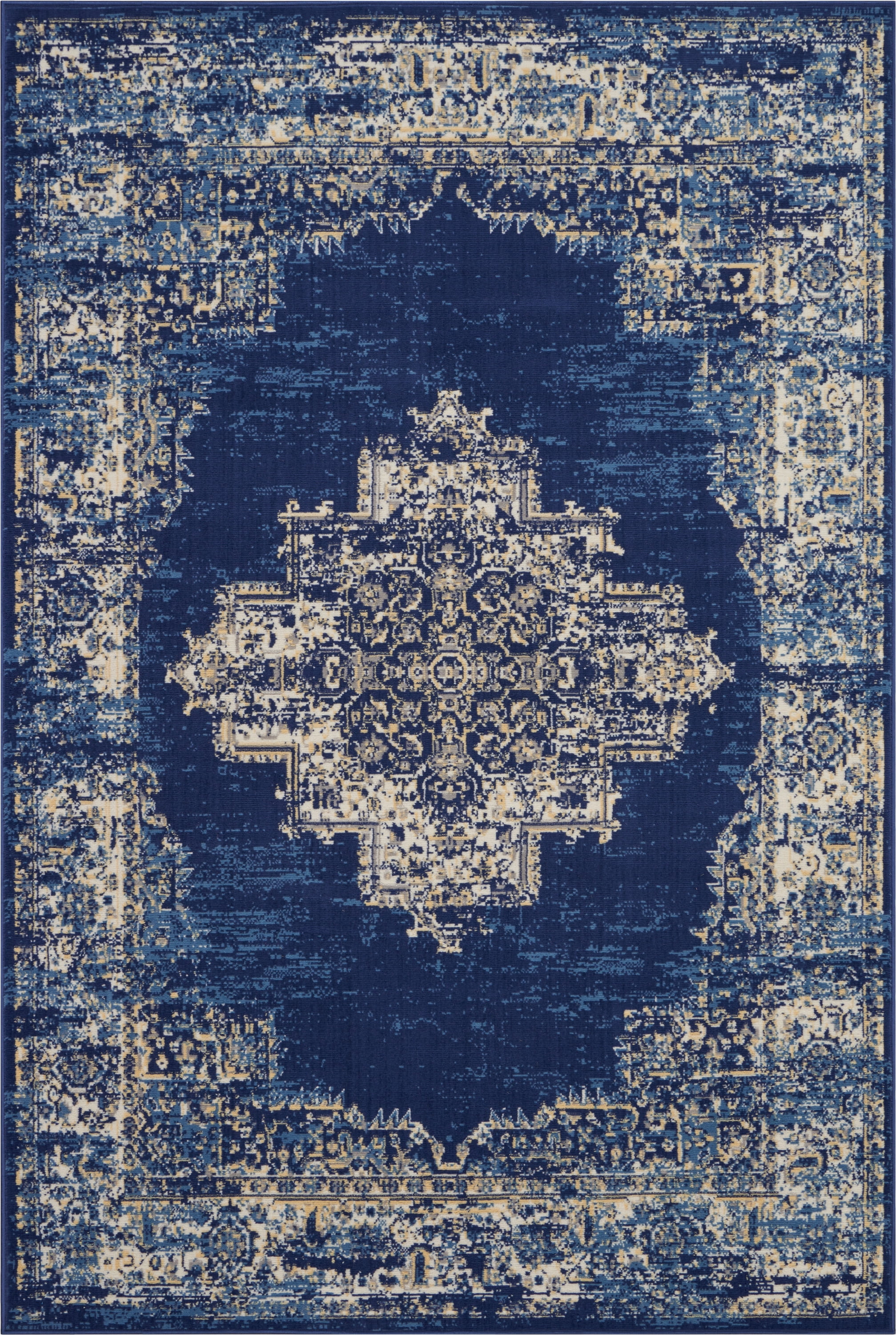 Nourison Grafix Persian Navy Blue 6' x 9' Area Rug, (6x9)