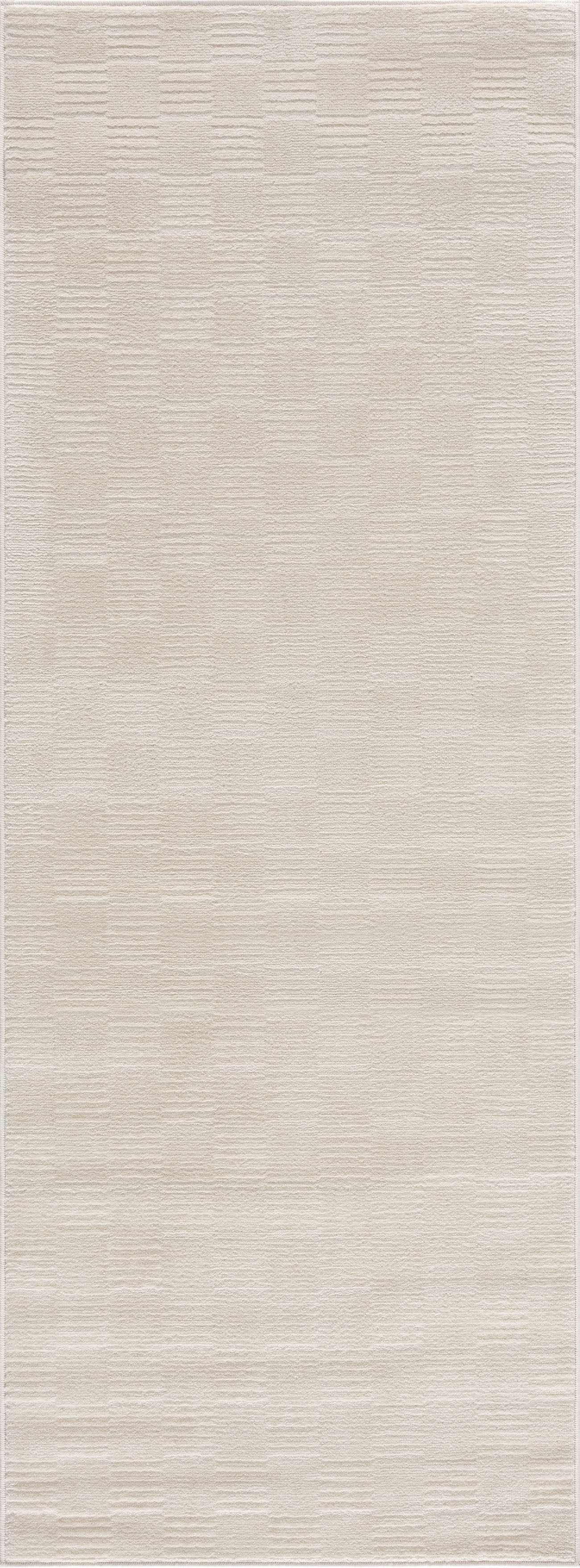 Hauteloom Kazuma Hallway, Kitchen Machine Washable Runner Rug - Square Piles, Checkered - White, Cream - 2'7" x 10'