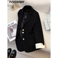 thumbnail image 4 of Chaqueta de manga larga para mujer, Blazer con muescas de un solo pecho, informal, color liso, elegante, para oficina, Otoño e Invierno, 4 of 5
