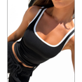 thumbnail image 3 of Womens Summer Square Neck Ribbed Slim Fitted Spaghetti Strap Tank Tops Black XL, 3 of 7