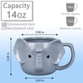 thumbnail image 2 of Taza de cerámica con forma de elefante ToCooto, 414 ml, diseño 3D, color gris, 2 of 8