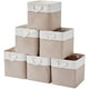 thumbnail image 2 of 12 x 12 Inch Cube Storage Bins, 6 Pack Large Collapsible Fabric Storage Bin with Ropes, Foldable Storage Cubes for Home, Office,Closet, Clothes, Toys Organizer (White & Beige),White&Grey-13"x13"x13", 2 of 2