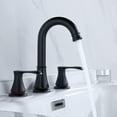 thumbnail image 3 of Adorer 3 Hole Bathroom Faucet with Pop-up Drain, 360 Degree Swivel Spout 2 Handle 8 inch Matte Black Widespread Bathroom Sink Faucet, Basin Faucet Mixer Taps, 3 of 7