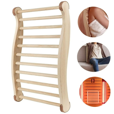 AIWFL Wooden Sauna Backrest, Ergonomic S-Shape Sauna Chair with Non-slip Pads, Heat-resistant, 15"W x 19.7"H