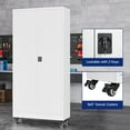 thumbnail image 6 of AUHUP Metal Storage Cabinet with Wheels, 73" Rolling Garage Storage Cabinets with 4 Adjustable Shelves & Locking Doors,White Tool Cabinet for Garage,Home,Warehouse,Workshop, 6 of 12