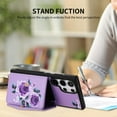 thumbnail image 6 of TECH CIRCLE Wallet Case for Galaxy S23 Ultra ,PU Leather Flip Protective Stand Flowers Floral Women Girls Case Card Holder Wristlet Mirror Shoulder Purse Case for Galaxy S23 Ultra 6.8" 2023,Purple, 6 of 10