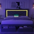 thumbnail image 6 of Fastroby Full Upholstered Bed Frame with LED Headboard & Storage Drawer, No Box Spring Required, 6 of 11