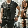 thumbnail image 4 of Biker Faux Leather Waistcoat Mens Cut Motorcycle Black Various Club Pocket Vests, 4 of 5