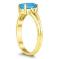 thumbnail image 2 of SZUL Women's 8X6MM Blue Topaz and Diamond Pear Shaped Open Three Stone Ring in 10K Yellow Gold, 2 of 4