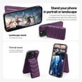 thumbnail image 5 of For iPhone 11 Case Wallet with Credit Card Holder, RFID Blocking Card Slot,Premium PU Leather Magnetic Clasp Kickstand Heavy Duty Shockproof Rugged Protective Cover Case,Purple, 5 of 8