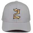 thumbnail image 2 of Daxton Premium Mid Profile Hat Semi Curved Visor Light Grey Cap Black Gold Gothic Embroidered, Number 2, 2 of 4
