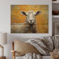 thumbnail image 2 of Designart "Beige Beauty Encaustic Yellow Sheep I" Animals Print on Natural Pine Wood, 2 of 5