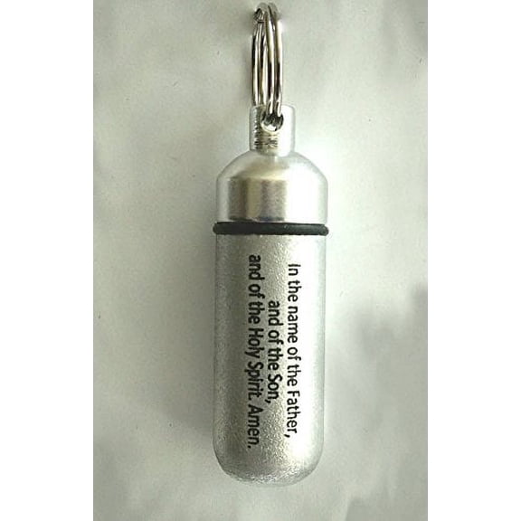 Classic Brushed Silver CREMATION URN with ENGRAVED Christian Blessing - Includes Velvet Pouch, Ball-Chain & Fill Kit