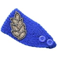 thumbnail image 1 of Crochet Headbands Winter Leaves Pattern with Rhinestones Elastic Head Protector Wide Warm Chunky Hair Accessories for Girls Dark Sky Blue, 1 of 7