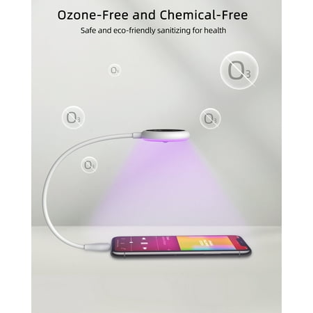 SUNUV Portable UV Phone Sanitizer, Mini UVC Sterilizer and Reading Light Traveling Desk Lamp with Timer, Motion Sensor, Gooseneck 360° for Cell Phone Type-C