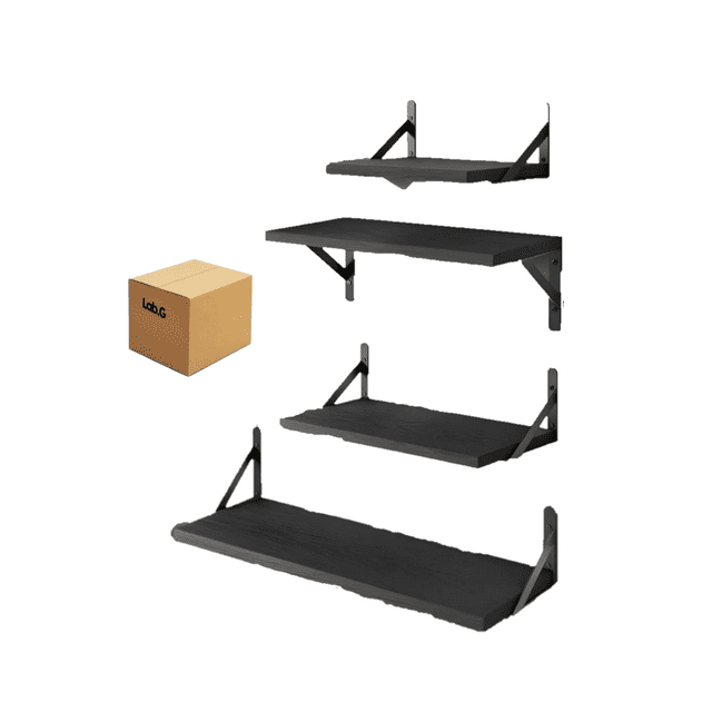 Repisas Flotantes Madera Modernas Estantes Baño Topon 4 Pzs Lab.G Negro