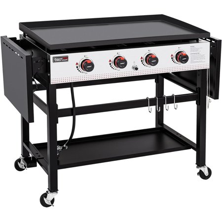 WELAKI GB4002 4-Burner Propane Gas Griddle with Folding Side Tables, 36-Inch Flat Top Grill for Outdoor BBQ Events, Camping and Barbecue, Black