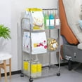 thumbnail image 1 of Estante de tres niveles para cocina, baño, sala de estar, estante de almacenamiento de piso, gabinete de almacenamiento transparente de múltiples capas, carrito móvil, estante de plástico, 1 of 6