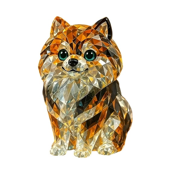 ACDANC Crystal Dog Sculptures Handmade Crystal Animal Figurines Collectible Art Painted Glass Animal Statue Dog Figurines for Home Office Bar Decor
