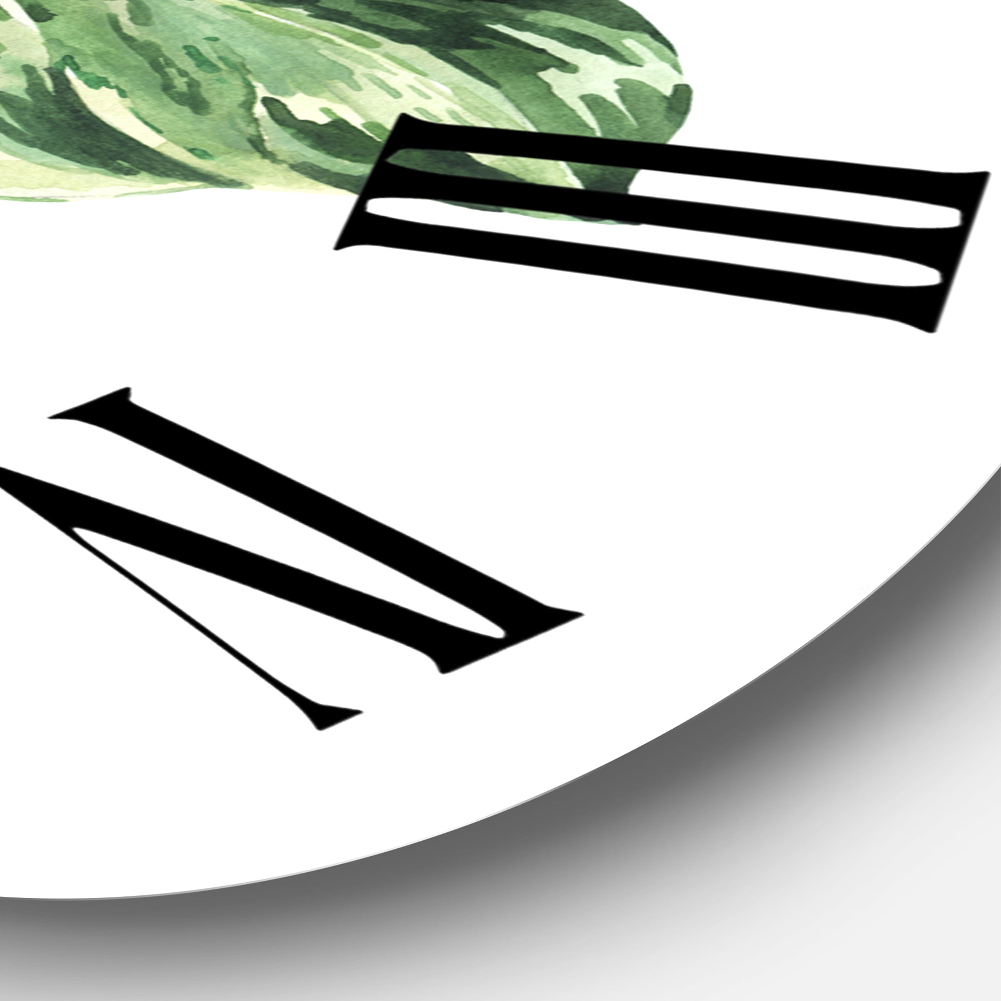 Designart 'Tropical Green Leaves In Summer Times I' Tropical Wall Clock