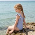 thumbnail image 6 of XINXIAOO Kids Girls Striped 1 Piece Backless Vest Style Bathing Suit, Soft Stretch Casual Toddler Swimwear Summer Beach Pool Wear 18-24 Months, 6 of 7