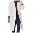 thumbnail image 3 of MRULIC coat for women Women's Wool Thin Coat Trench Jacket Ladies Slim Long Overcoat Outwear Women's Jackets Coats White + XXL, 3 of 9