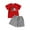 Gray, variant on Boys Girls Baseball Outfits Toddler Baby Cute Clothes Set Short Sleeve Embroidered T Shirts Plaid Shorts Cotton Summer Red, 2T