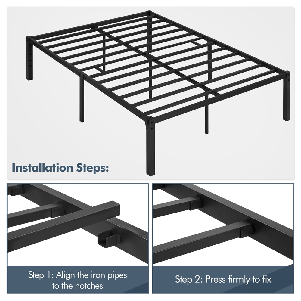 Renwick Jasper Metal Platform Full Bed Frame with Steel Slat Support