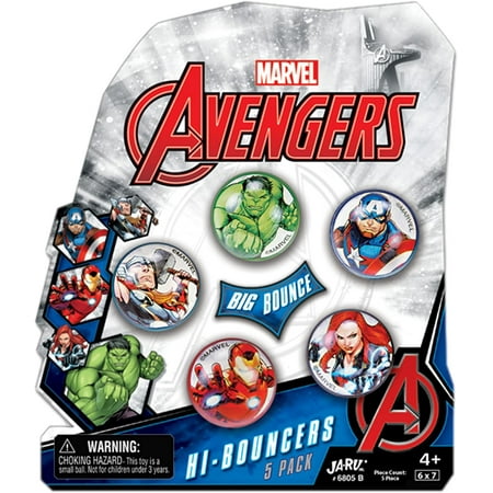 JA-RU Marvel Avengers Bouncy Superballs Super Hi Bounce 1.2¨ (1 Pack of 5 Balls) Hulk, Thor, Cap America & Friends Fidget Balls Small Toys for Kids Prize Giveaways Gift Birthday Supplies B-6805-1