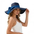 thumbnail image 2 of Pafei Tyugd Floppy Hats for Women Wide Brim Straw Hat for Sun Protection Breathable Lightweight Sun Hats with Bow TieNavy, 2 of 9