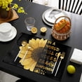thumbnail image 3 of Yellow Sunflowers Placemats Set of 12, Floral Rustic Abstract Black Placemats for Dining Table, Place Mats for Kitchen Tabletop, Waterproof Wipeable Dining Table Mats Set, 3 of 9