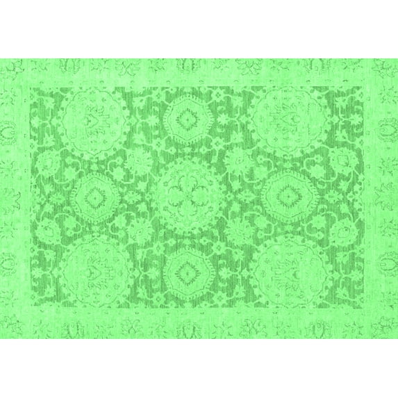 Ahgly Company Indoor Rectangle Oriental Emerald Green Traditional Area Rugs, 2' x 5'