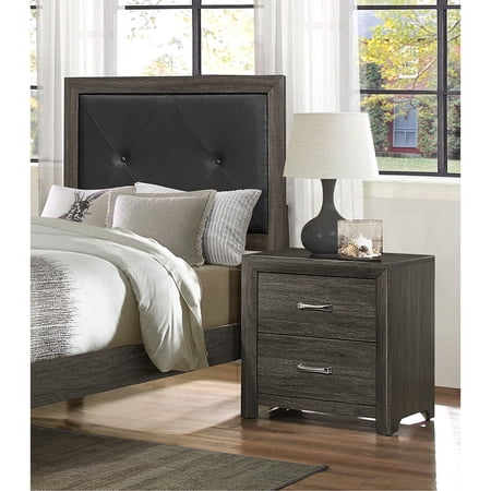 2 Drawer Dark Gray Bedroom Furniture Contemporary Style With Metal Glides Side Table Drawers Modern