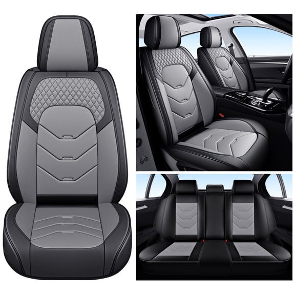 2024 for Hyundai Ioniq 5 Car Seat Cover, Black and Gray Car Seat Covers, Faux Leather 5 Piece Full Set Adjustable Split Rear Seat Suitable for All Seasons, Protect Car Seats
