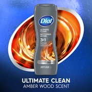 Dial Men 3in1 Body, Hair and Face Wash, Ultimate Clean, Amber Woods Scent, 16 fl oz