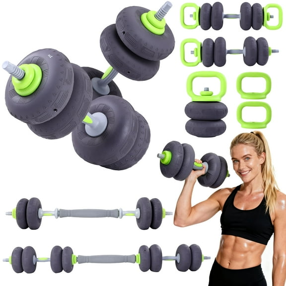 KALNUR Soft Adjustable Dumbbells 44lbs Floor Friendly, 4-in-1 Free Weights Set with Barbell & Kettlebell Function,Compact Strength Equipment for Home Gym,Small Space Workout for Men & Women