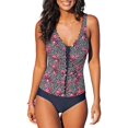thumbnail image 1 of Women’s Tummy Control One Piece Swimsuit Ruffle Floral Print V-Neck Bathing Suit S-2XL, 1 of 4