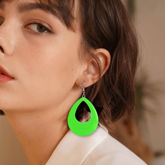 Earrings Retro 80s 90s Halloween Women's Neon Water Drop Earrings Acrylic Pendant for