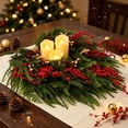 thumbnail image 4 of Yastouay 24" Christmas Wreath with Lights Bells, Artificial Heart Shape Norfolk Pine Wreath with Red Berries for Wall Porch Home Xmas Decor, 4 of 10