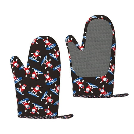 

Matuu Surfing Santa for Silicone Oven Gloves Heat Resistant Grilling Gloves Non-Slip Silicone Oven Mitt Great for Grilling Kitchen and Cooking