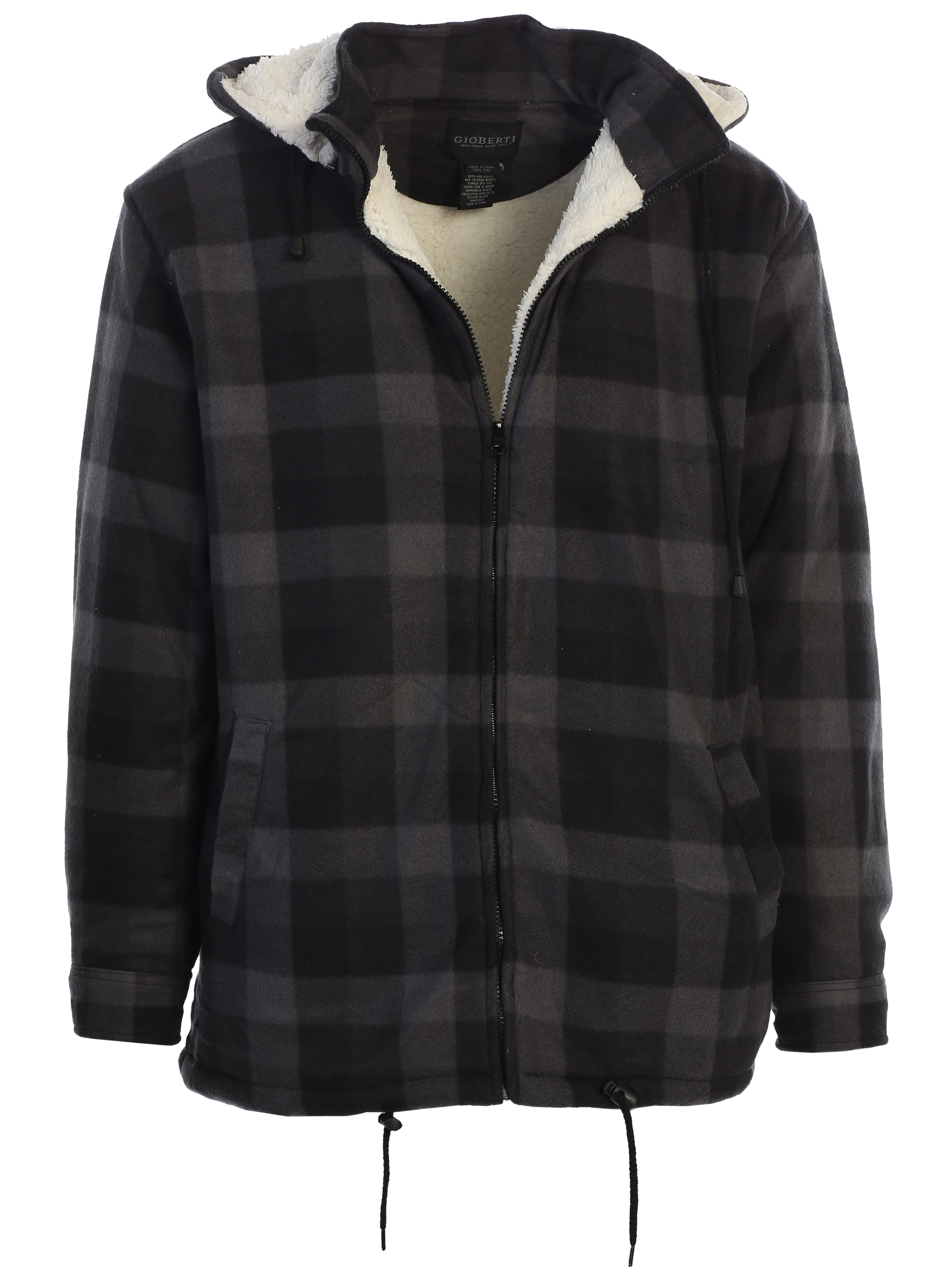 Gioberti Mens Sherpa Lined Flannel Jacket with Removable Hood