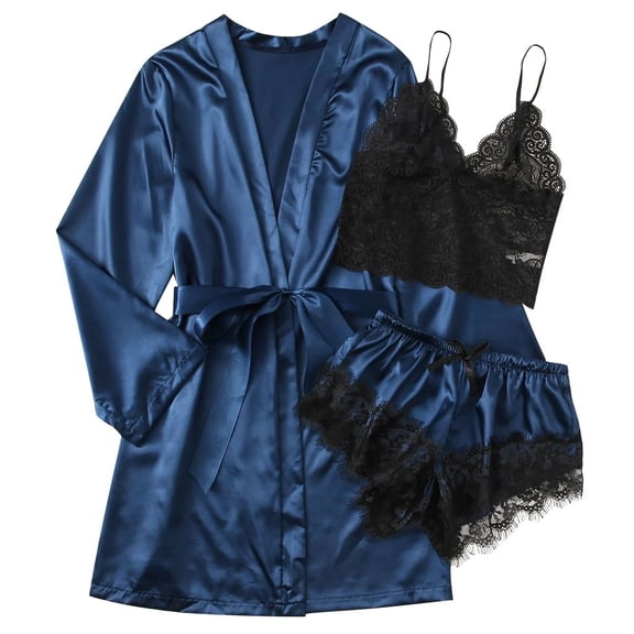 Lindreshi Lingerie Sets for Women Satin Silk Pajamas Women Nightdress Lingerie Robes Underwear Sleepwear