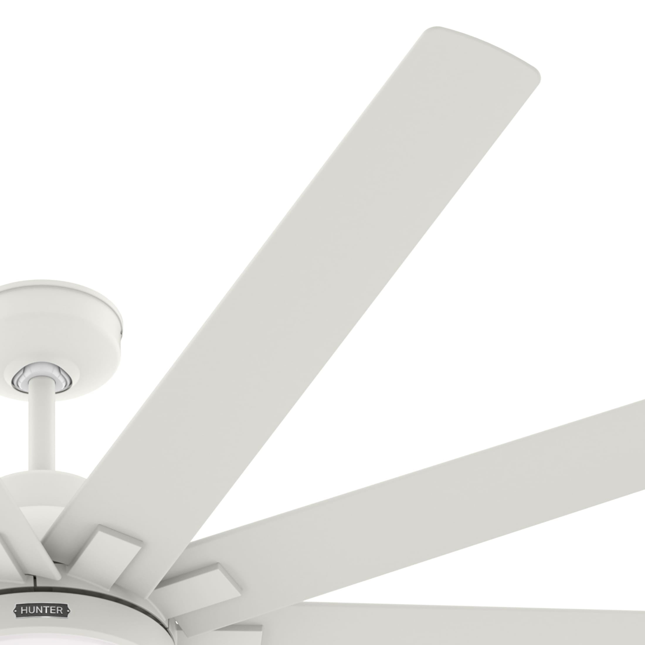 Hunter 72 inch Outdoor or Indoor Ceiling Fan with LED Light - White Ceiling Fan with Wall Control, For Patio, Garage, or Porch, Quiet, Standard Mount, 10 Blades - Overton 50717, Matte White