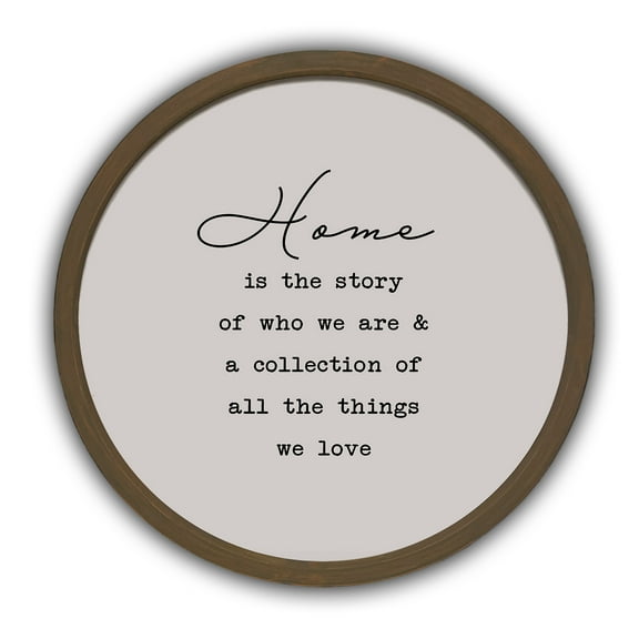 Creative Products Home is the Story 20 x 20 Round Brown Framed Print