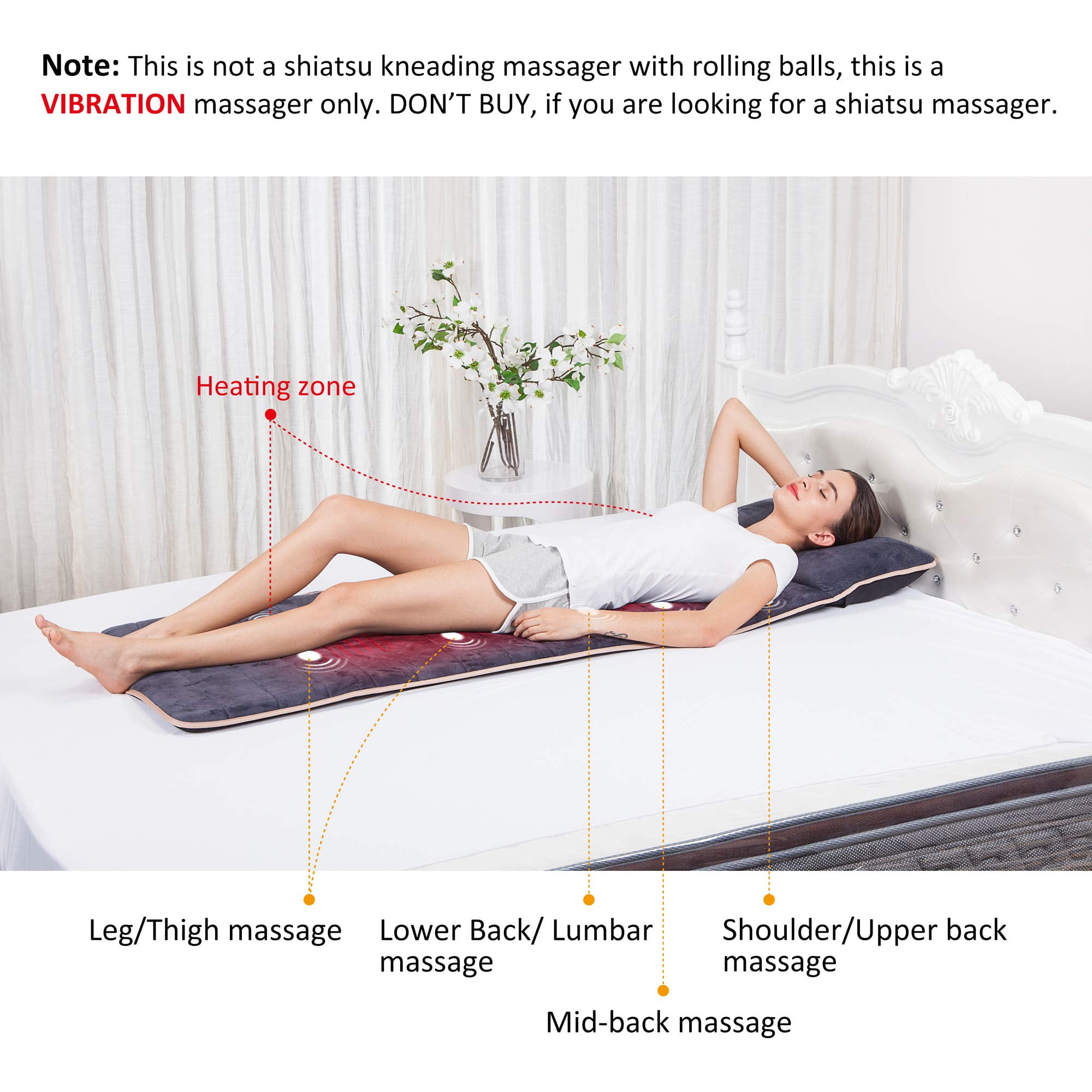 Snailax Massage Mat with 10 Vibrating Motors and 4 Therapy Heating pad Full Body Massager Cushion for Relieving Back Lumbar Leg Snailax Walmart