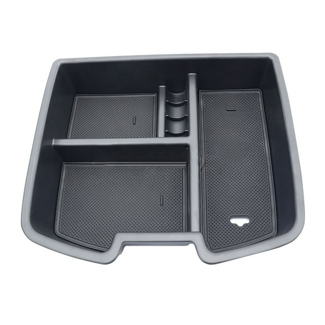 Center Console Organizer Compatible with Toyota, Insert ABS Black Materials Tray, Armrest Box Secondary Storage for Chevy Silverado